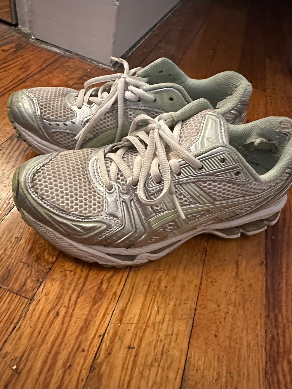 ASICS Women's Light Gray and Pale Green Athletic Sneakers